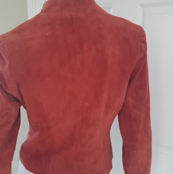 VTG Suede Jacket S Rose V Neck Lined Fitted - Picture 4 of 5